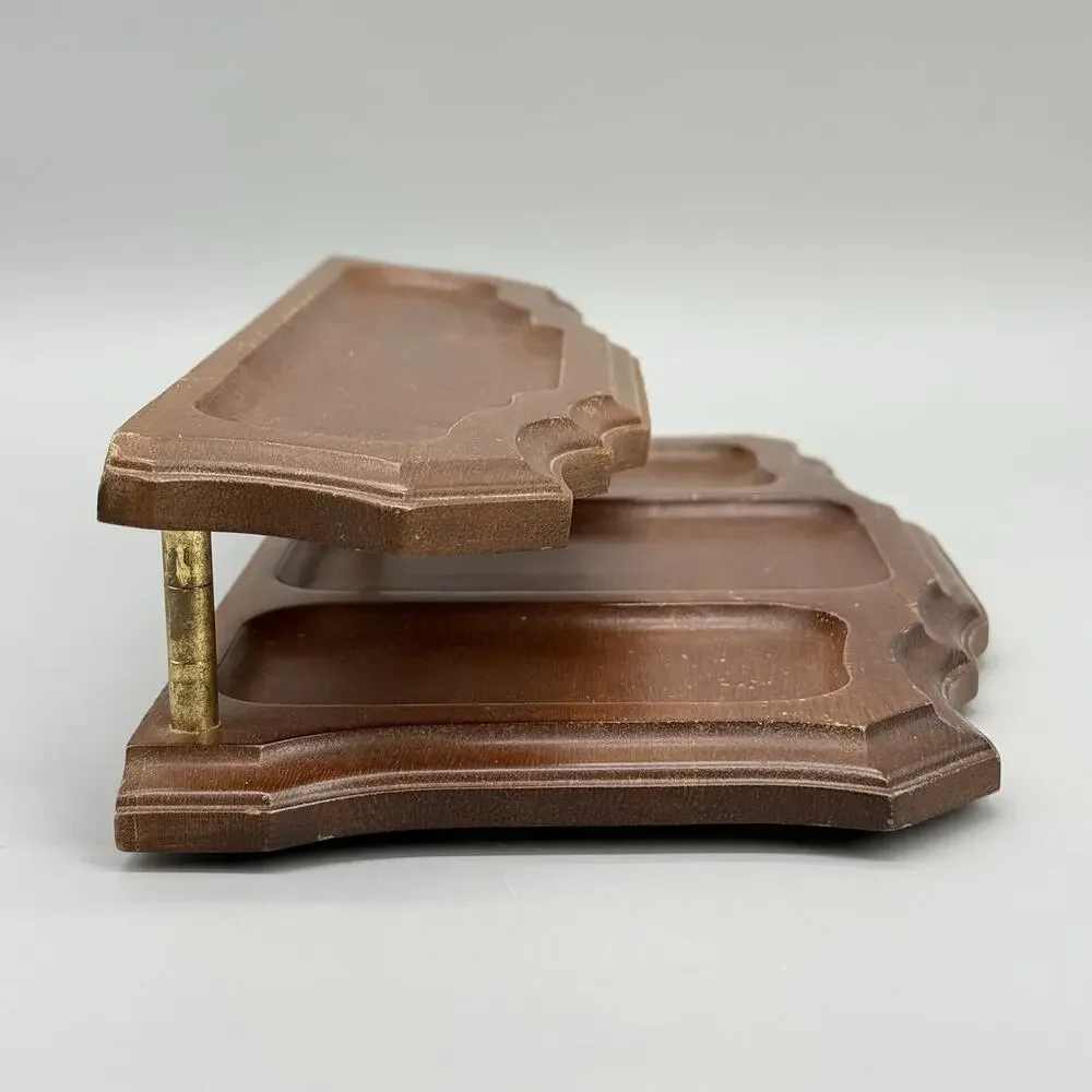 Vintage Wooden Dresser Desk Top Organizer 2 Tier Valet Mid Century 12 x 5.75 x 3